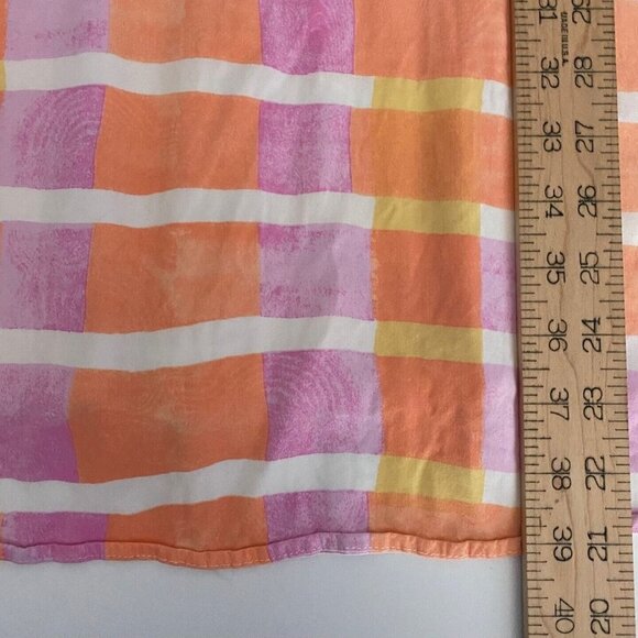 Torrid Peach Plaid Stretch Challis Shirt Dress Womens 3X Tie Waist Collar V Neck - Picture 10 of 10